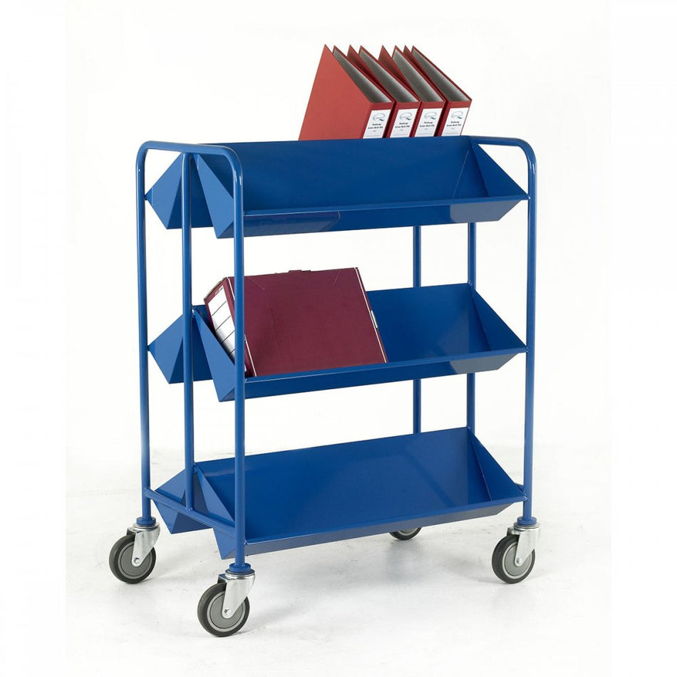 Book Trolley Double Sided with Angled Shelves