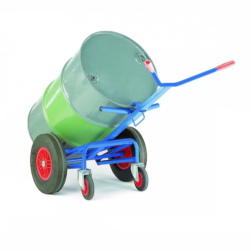 Drum truck with rear castor support - 400mm Solid Wheels