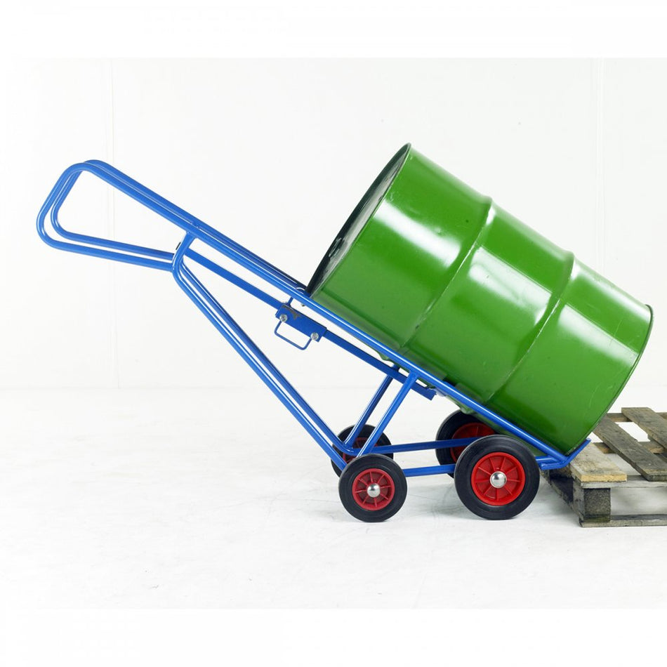 Pallet loading drum truck with bar handles