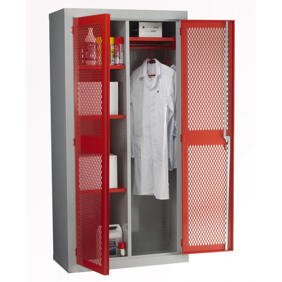 Mesh Door Spilt Locker 1830x915x457mm & Garment Rail