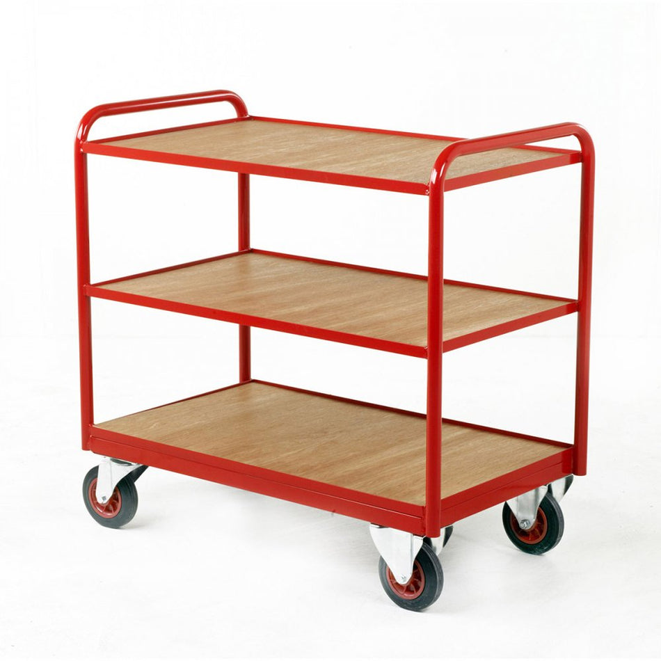 Industrial 3 Timber Panel Tray Trolleys