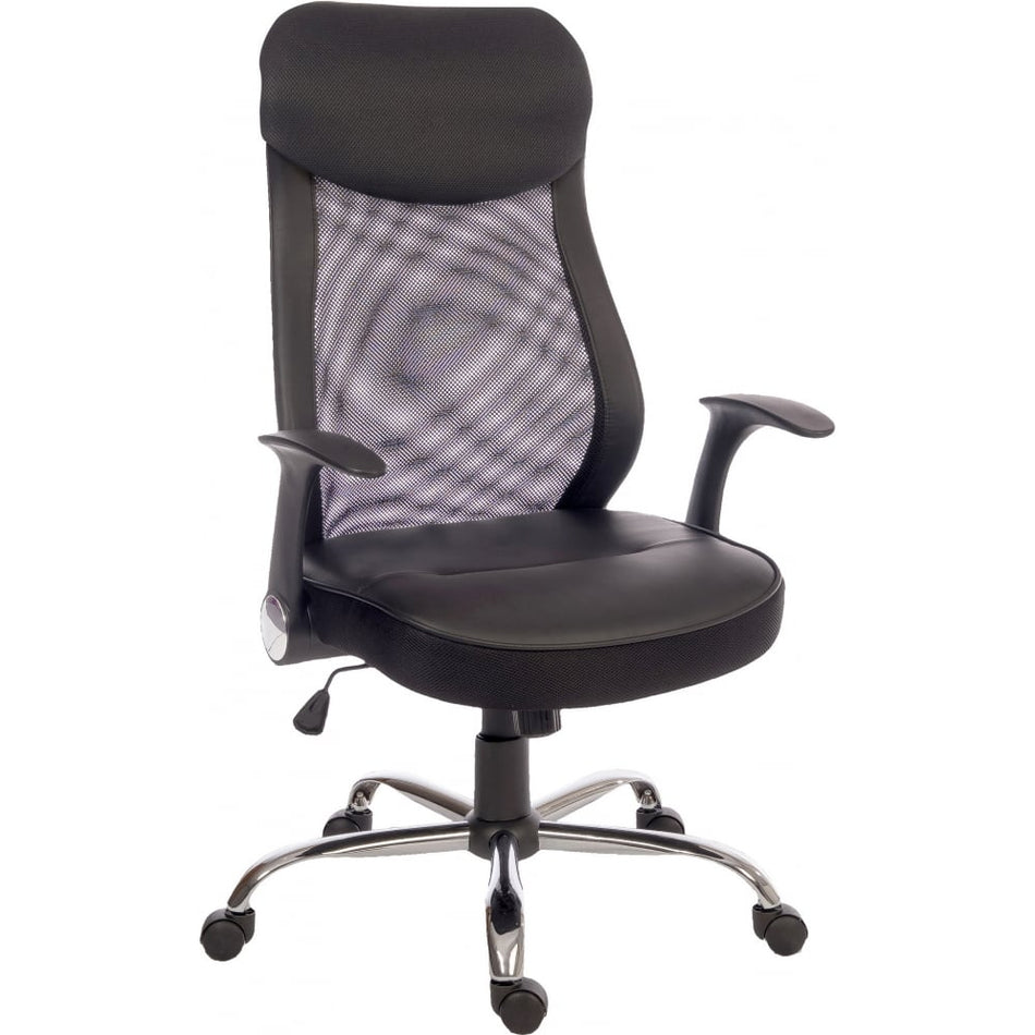 Contemporary Mesh Executive Chair Lumbar Curved And Retractable Armrests