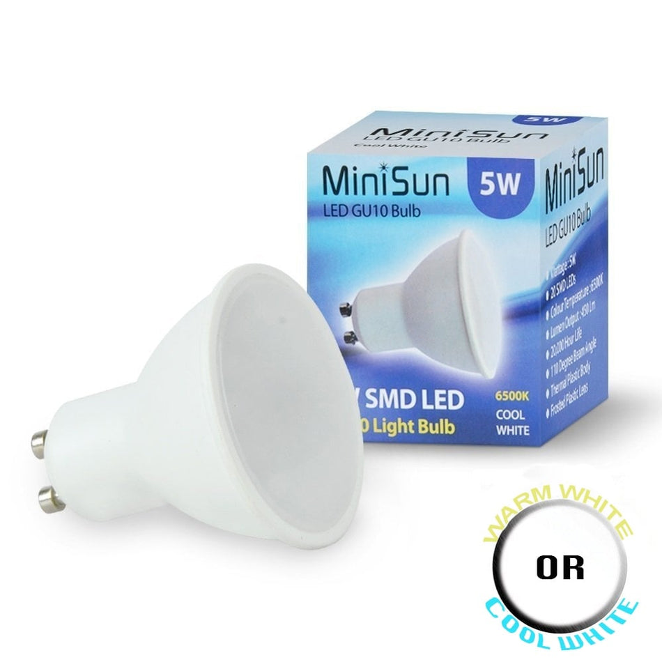 5 Watt LED GU10 Plastic Bodied Spotlight Bulb - Warm or Cool White Non Dim