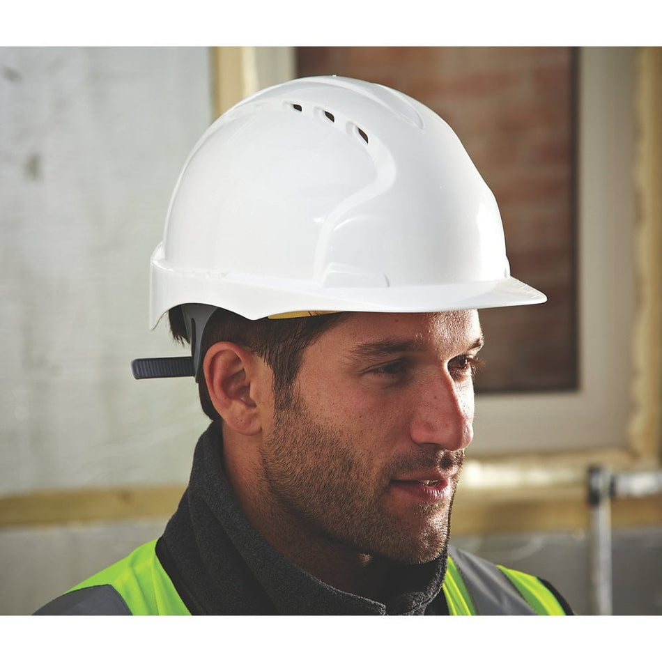 JSP EVO Mid Peak Vented Safety Helmet in Yellow or White