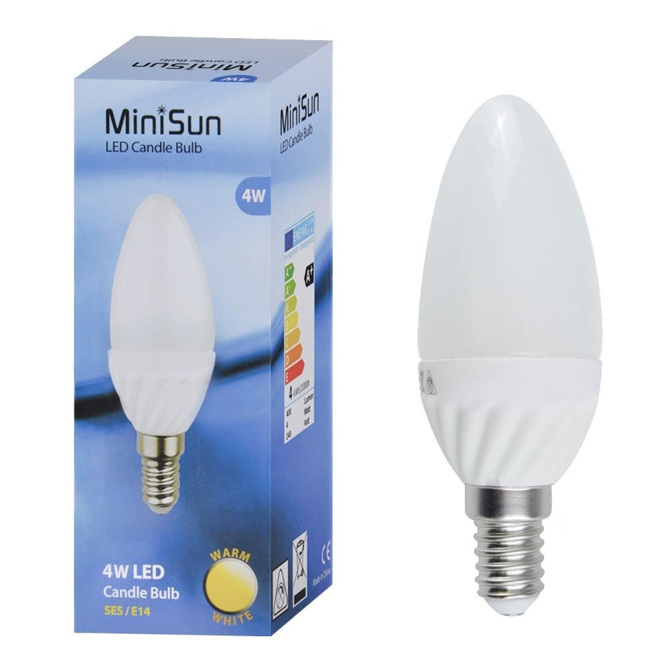 Dimmable 4W LED Candle 3000K Warm White SES E14 Frosted Lightbulb Lamp