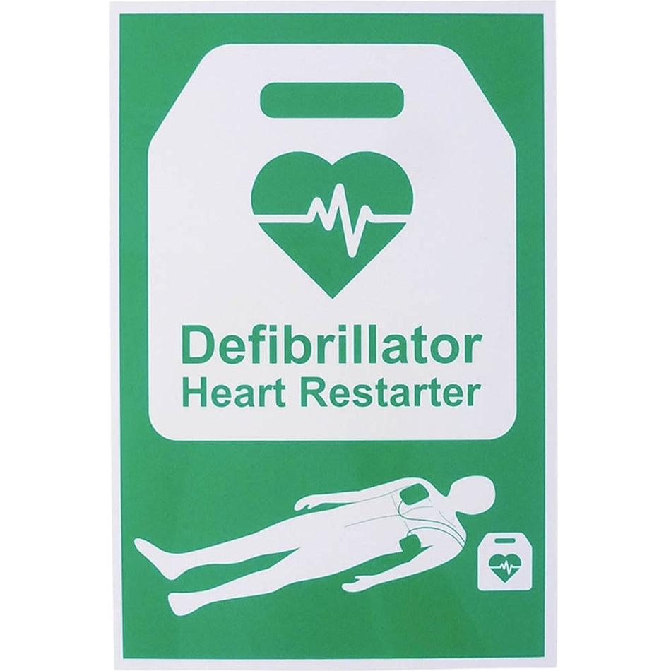 AED Defibrillator Safety Sign 20x30cm Rigid Plastic