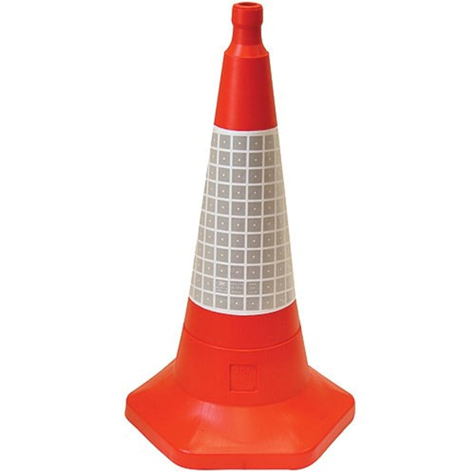 Traffic Cone 500mm One-Piece Impact-Resistant Polythene with Sand-Weighted Base