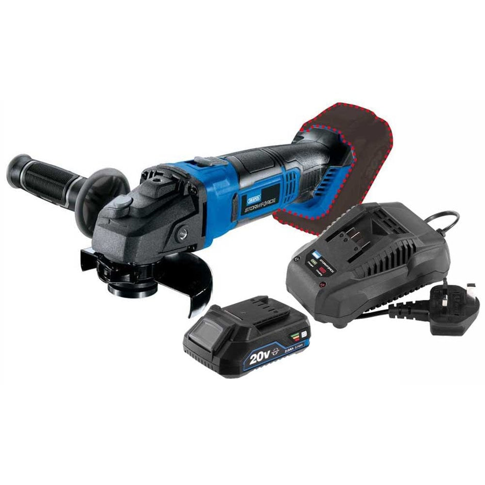 Storm Force 20v Lithium Angle Grinder Kit with 2ah Battery and Charger 115mm