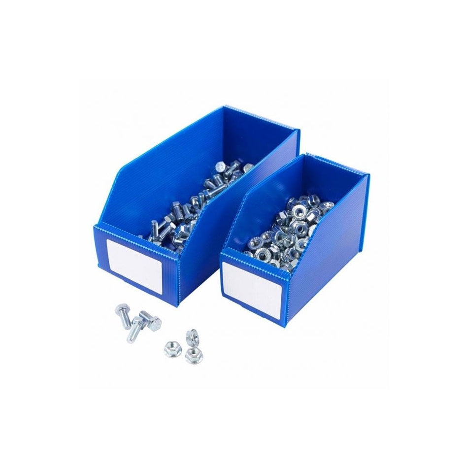 K-Bins Flat Pack Corrugated Plastic Parts Bins Colour Blue 300mm Deep