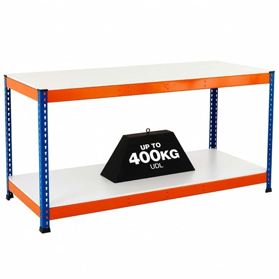 2 Level Melamime Top Workbenches in Orange & Blue