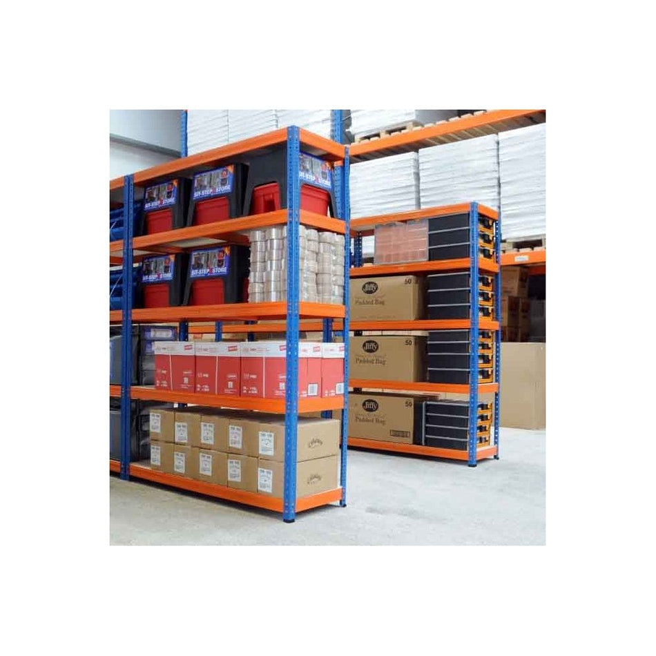 Medium-Duty Blue & Orange Shelving Unit 5 Levels 265kg UDL