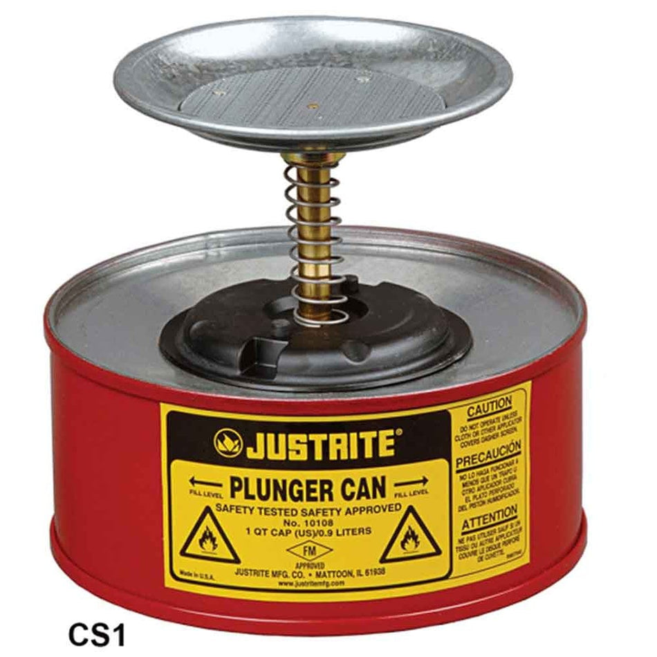 Justrite Solvent Dispensing Steel Plunger Cans 3 Sizes