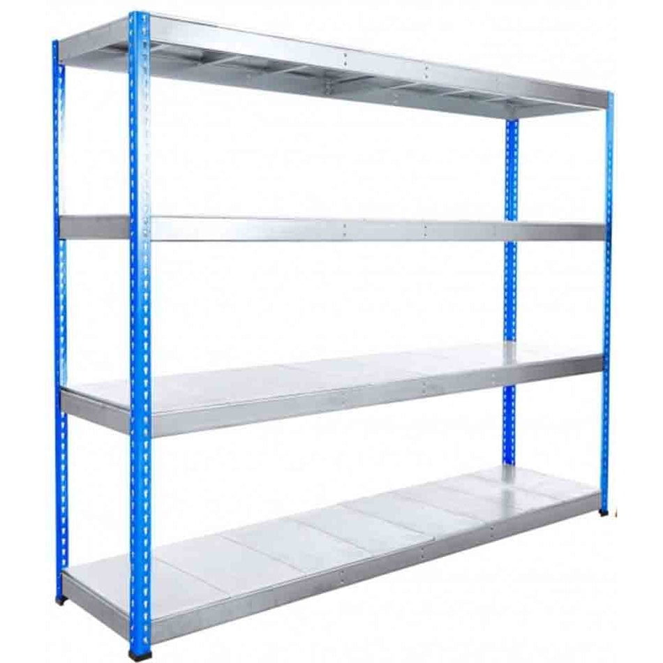 Blue and Galvanised Racking with Steel Stelves 1980mm High