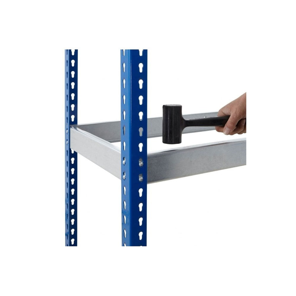 400 Blue & Galvanised Workstations with Chipbopard Shelves